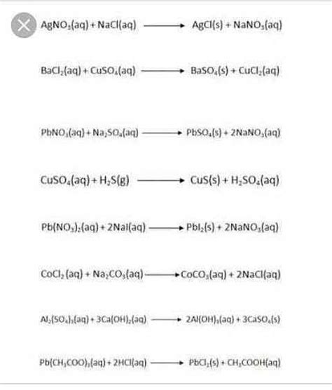 give one example of double displacement reaction class 10th