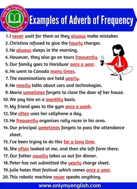 give some example of adverb of frequency