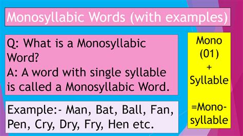 give two examples of monosyllabic words