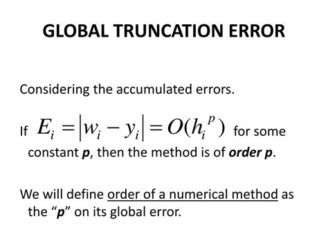 global truncation error in numerical techniques