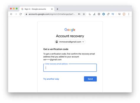 gmail account recovery security code