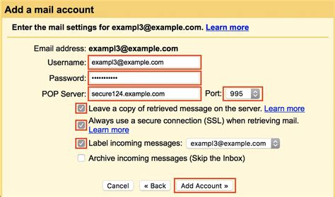 gmail pop3 server name