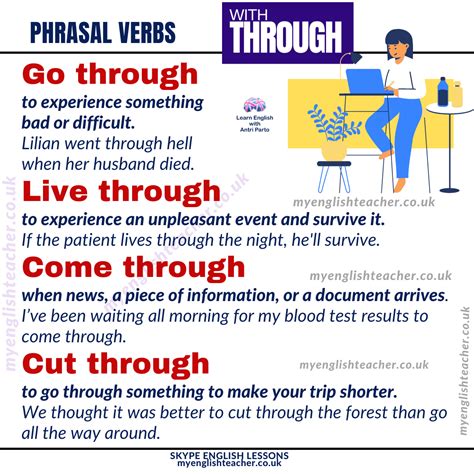 go through meaning in english with example