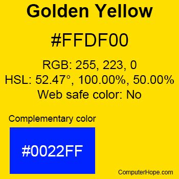golden yellow html code
