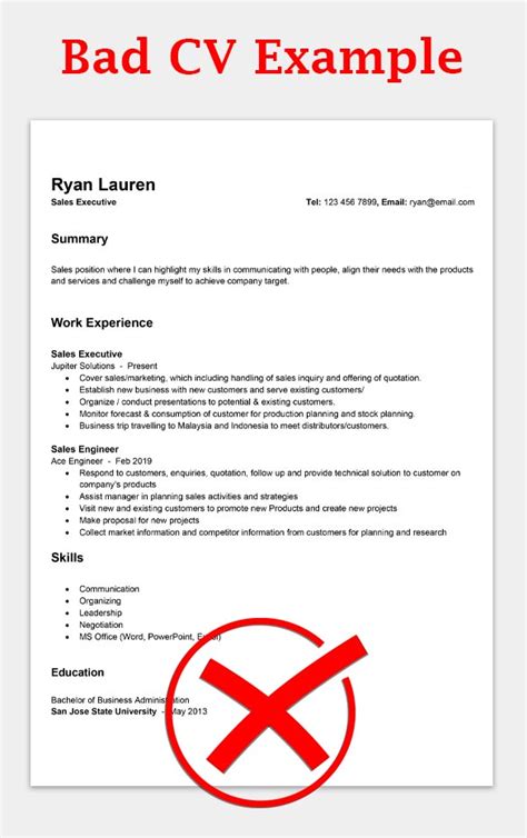 good and bad examples of cvs
