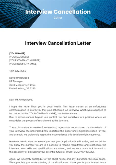 good reason to cancel interview