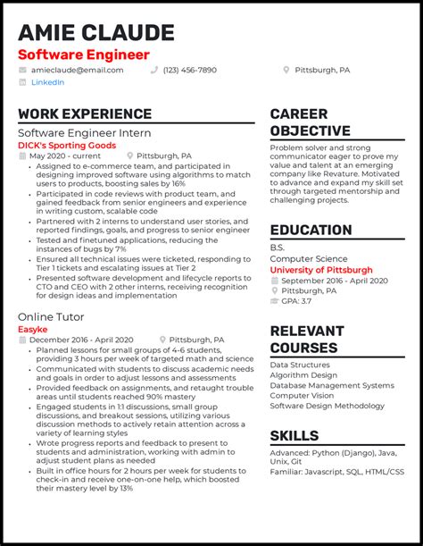 good software developer resume examples