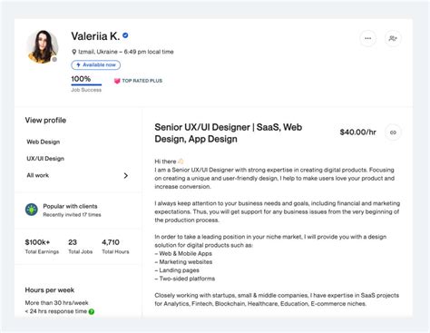 good upwork profile example