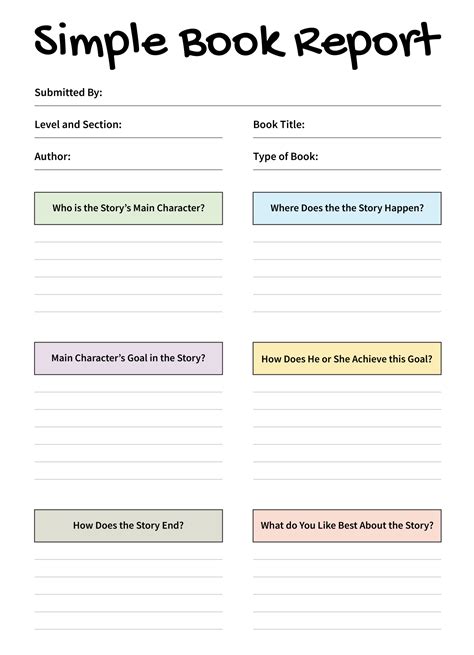 google docs book report template