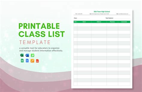google docs class list template