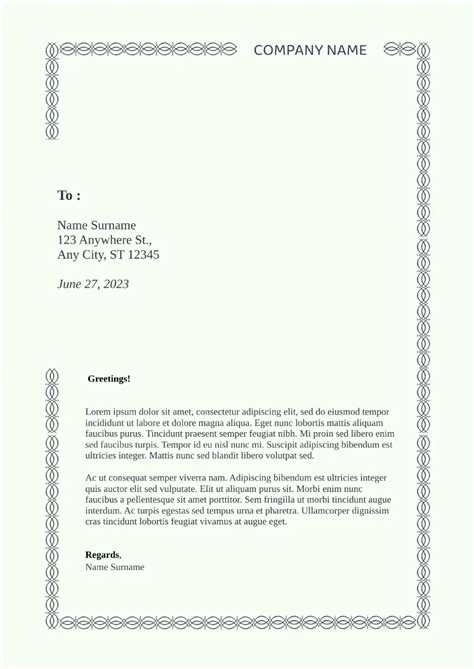 Google Docs Formal Letter Template