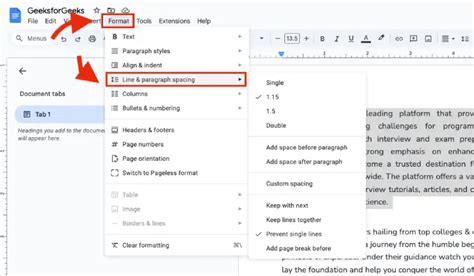 google docs line spacing