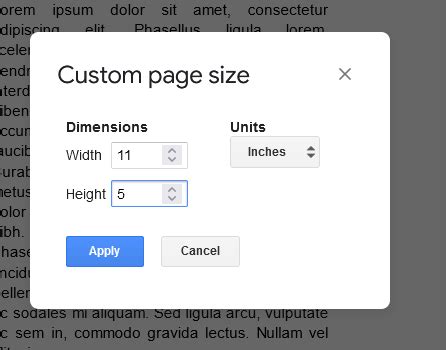google docs page dimensions pixels