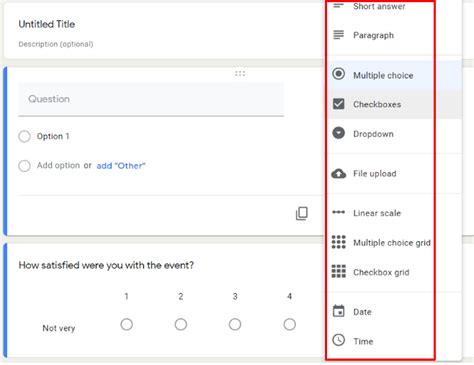 google forms survey question types