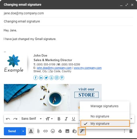 google workspace change email signature