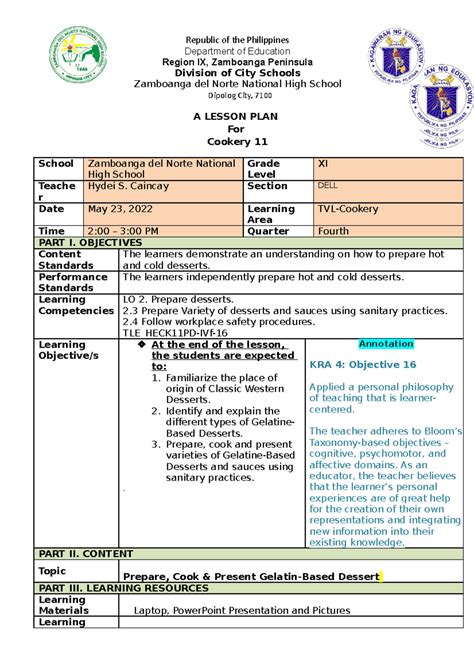 grade 2 lesson plan examples