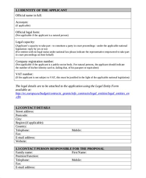 grant application format example