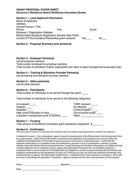 grant cover sheet example