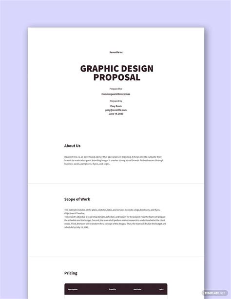 graphic design project proposal template