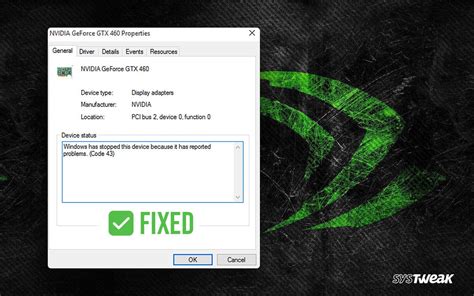 graphics device driver error code 43 nvidia windows 10