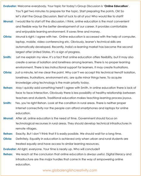 group discussion sample script