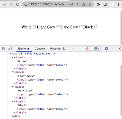 group name in radio button in html