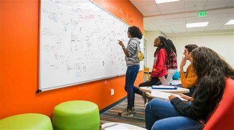 group of students brainstorming