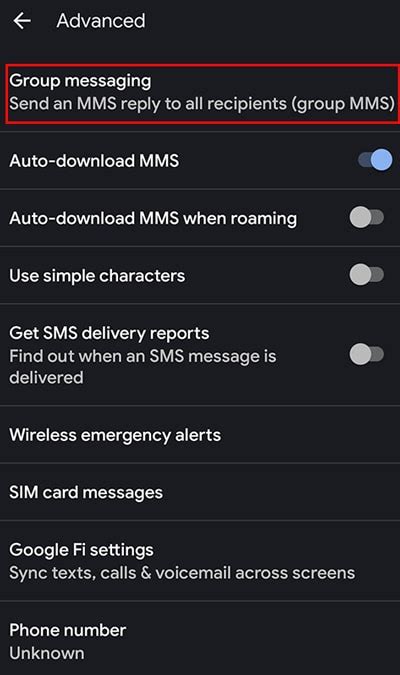 group text messages not working android