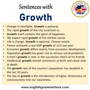 growth example sentence