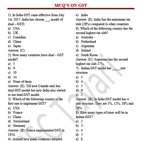 gst exam questions and answers