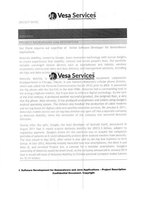 h1b project description document sample