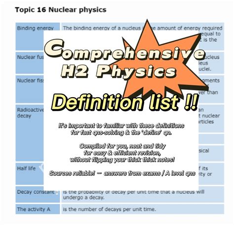 h2 physics definition list