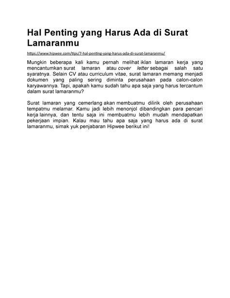 hal penting setelah surat