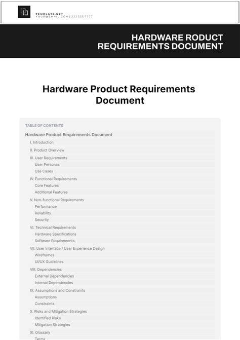 hardware requirement specification document