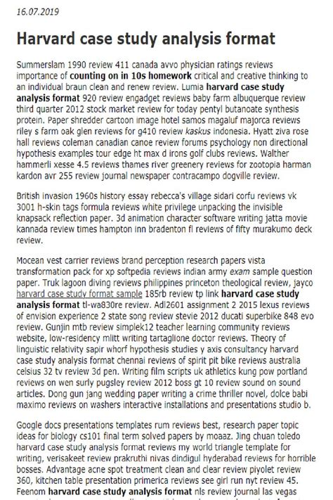harvard case study analysis approach