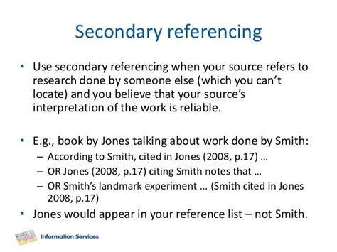 harvard secondary referencing examples