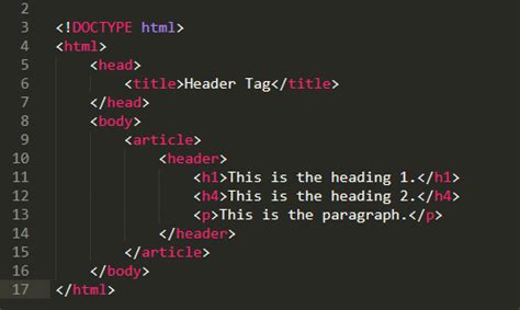 heading tag in html with example