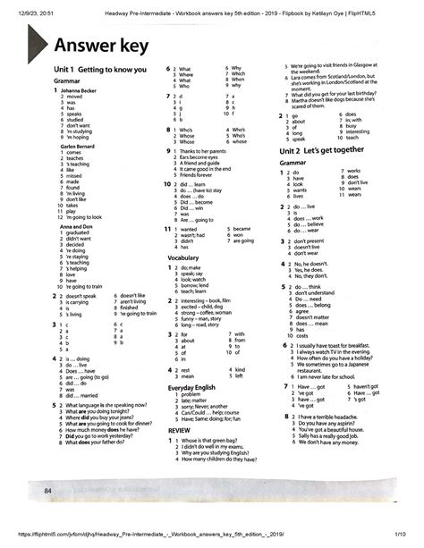 headway workbook answers