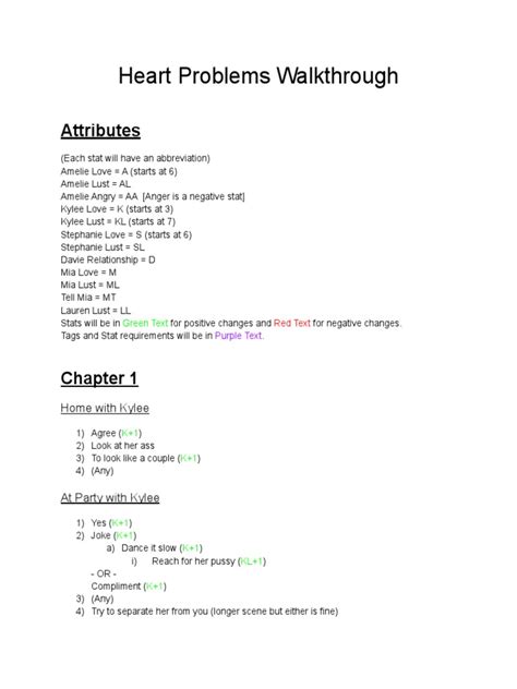 Heart Problems Game Walkthrough Guide