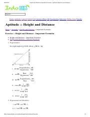 height and distance formulas for aptitude