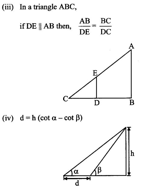 height and distance trigonometry formulas
