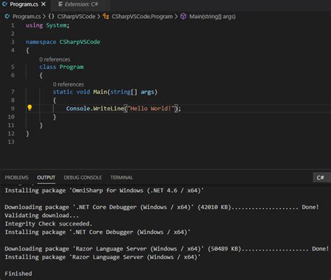 hello world c program in visual studio code