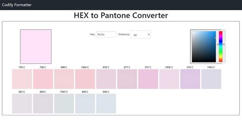 hex code to pantone