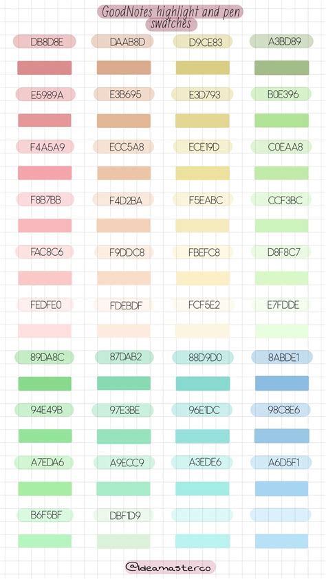 hex codes goodnotes highlighter