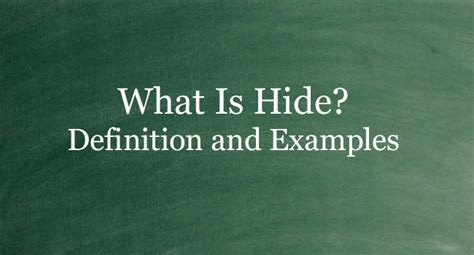 hide definition in english