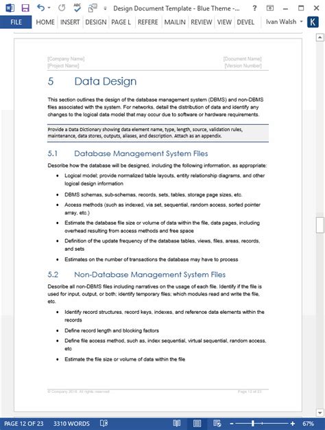high level design document template for software development