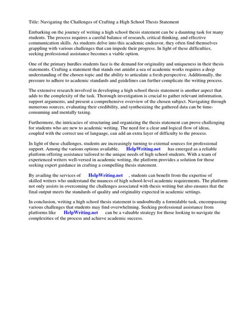 high school thesis statement example pdf