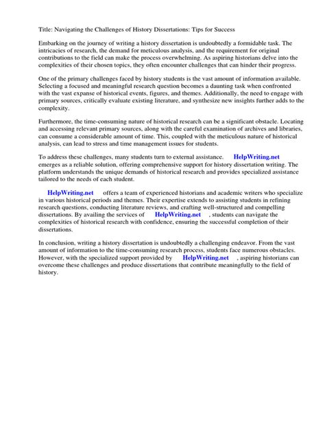 history dissertation advice