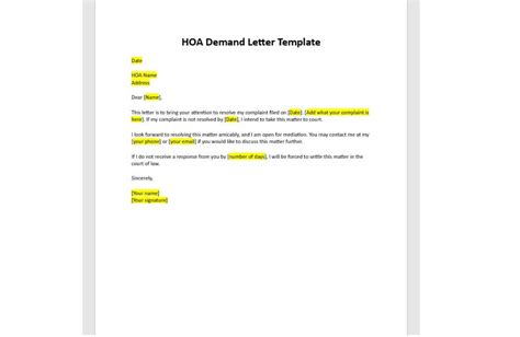 Hoa Demand Letter Template
