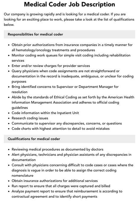 hospital coder job description